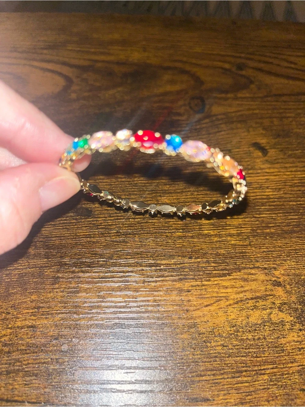 18K Gold Filled Multicolor Cubic Zirconia Open Cuff Bracelet